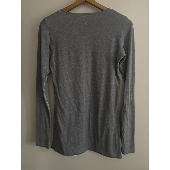 Lululemon every yogi long sleeve Grey White Cotton Women's Size Medium - Picture 4 of 8